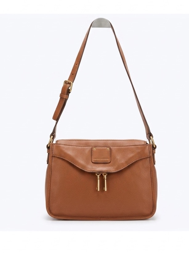 Marc Jacobs Leather Natasha Crossbody Sling Bag - Cognac Tan (10"X9")
